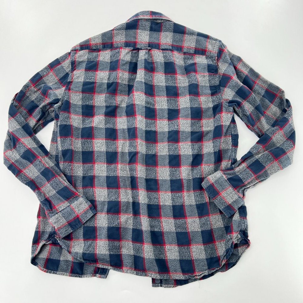 Denim & Flower Mens Large Gray Shirt Long Sleeve Button Up Slim Fit Plaid Casual - Picture 3 of 5